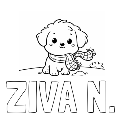 Online izdelana pobarvanka - Pobarvanka imena ŽIVA N. in pobarvanka prikupnega psička