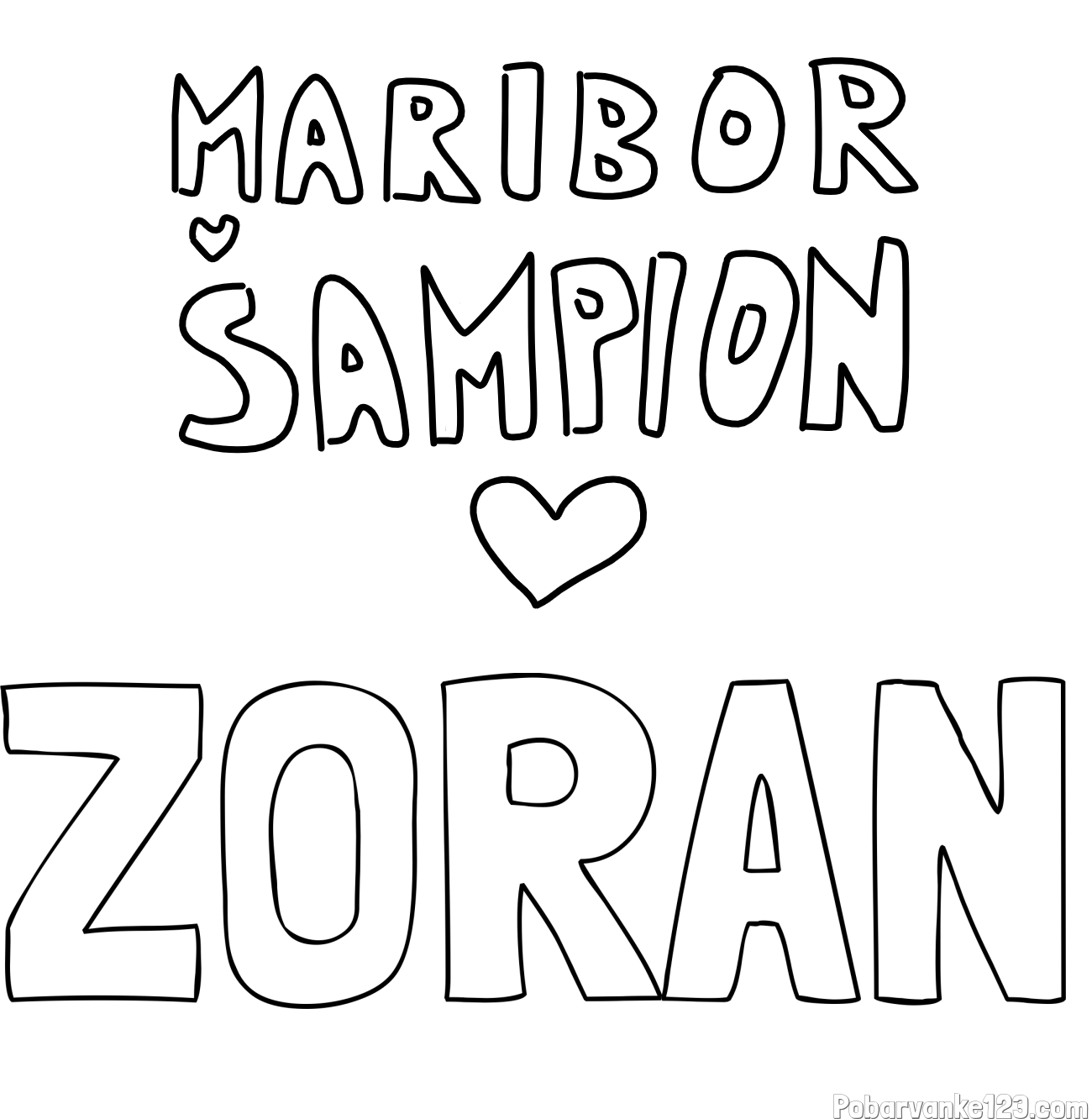 Pobarvanka imena ZORAN in pobarvanka MARIBOR ŠAMPION