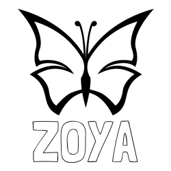 Online izdelana pobarvanka - Pobarvanka imena ZOYA in otroška pobarvanka metulja
