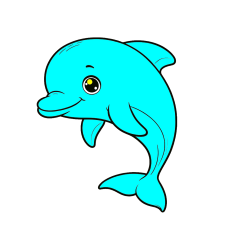 Pobarvana pobarvanka - Otroška pobarvanka ljubkega delfina