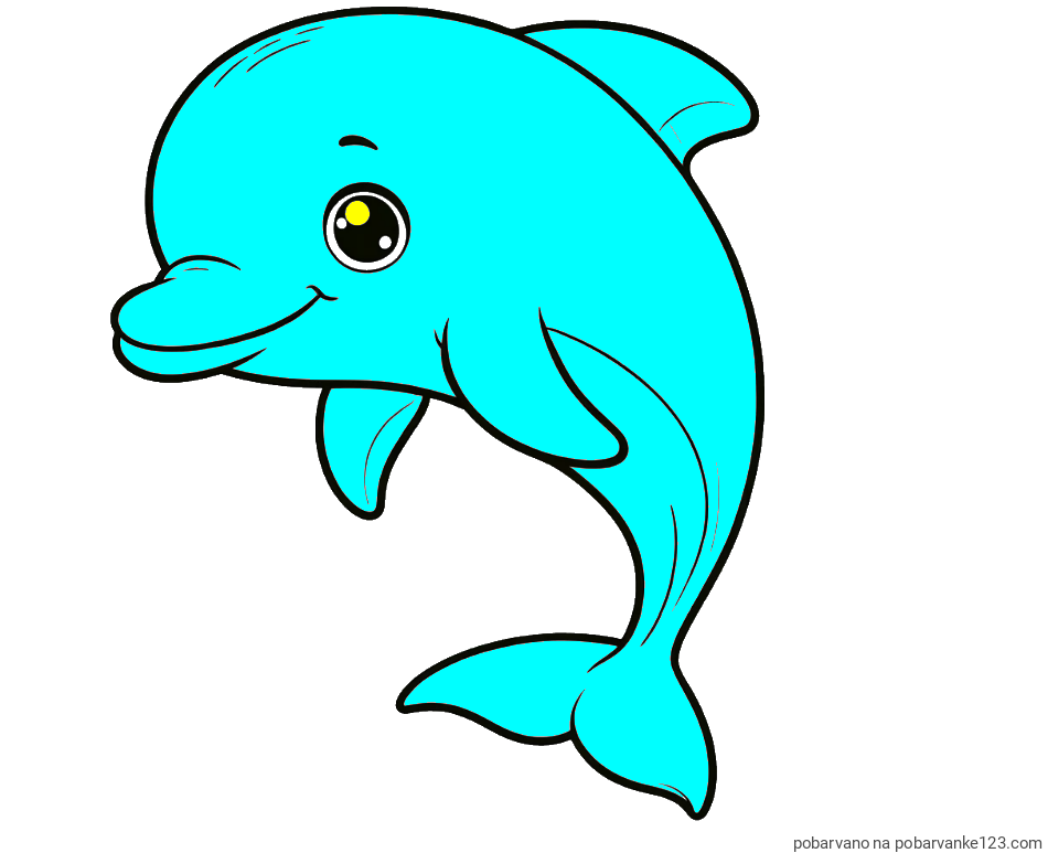 POBARVANA POBARVANKA - Otroška pobarvanka ljubkega delfina