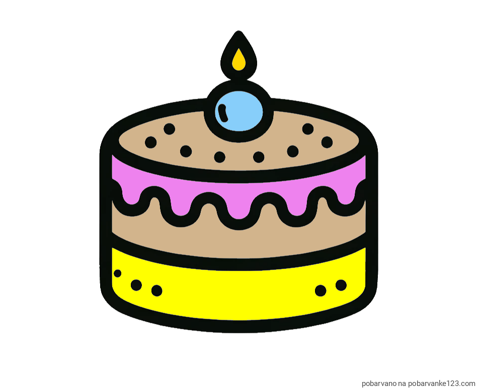 POBARVANA POBARVANKA - Otroška pobarvanka majhne torte
