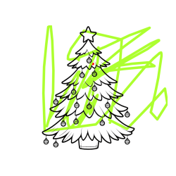 Pobarvana pobarvanka - Pobarvanka božične jelke z božično zvezdico in bunkicami