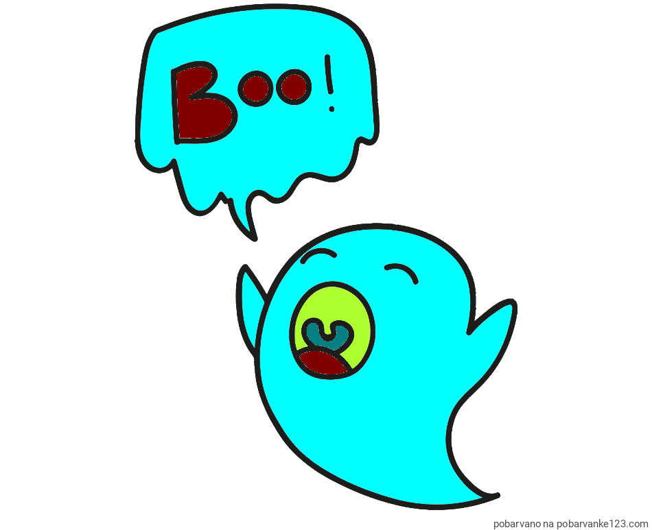 POBARVANA POBARVANKA - Pobarvanka duhca z napisom Boo!