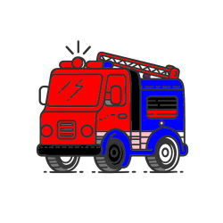 POBARVANA POBARVANKA - Pobarvanka gasilskega avta z vklopljeno sireno