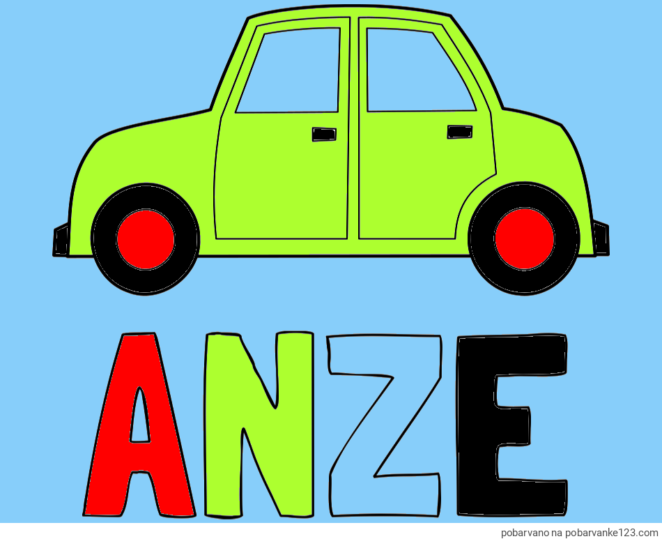 POBARVANA POBARVANKA - Pobarvanka imena ANŽE in pobarvanka avta