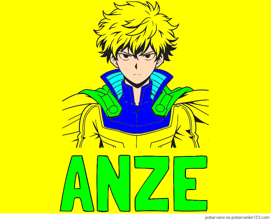POBARVANA POBARVANKA - Pobarvanka imena ANZE in pobarvanka junaka v anime slogu