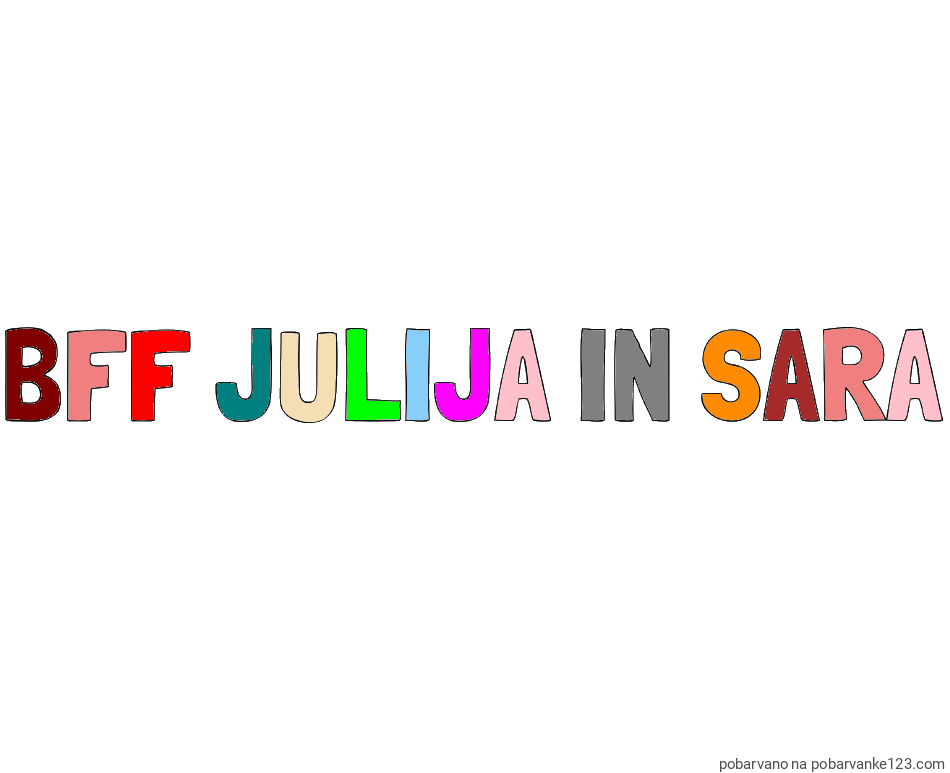 POBARVANA POBARVANKA - Pobarvanka imena BFF JULIJA IN SARA