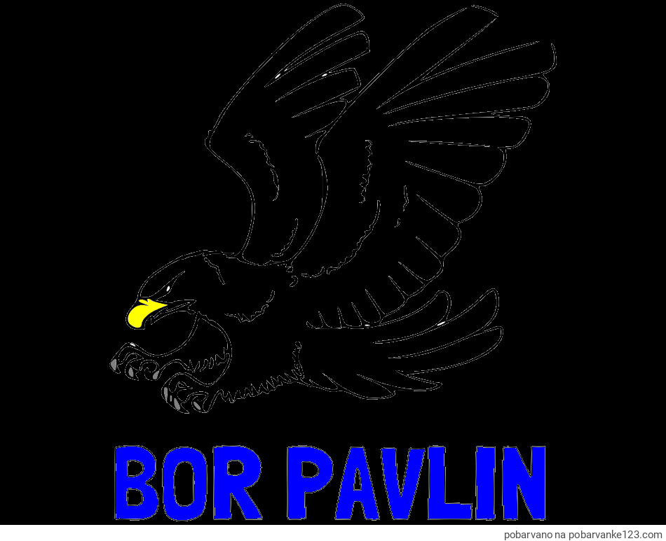 POBARVANA POBARVANKA - Pobarvanka imena BOR PAVLIN in pobarvanka orla v napadu