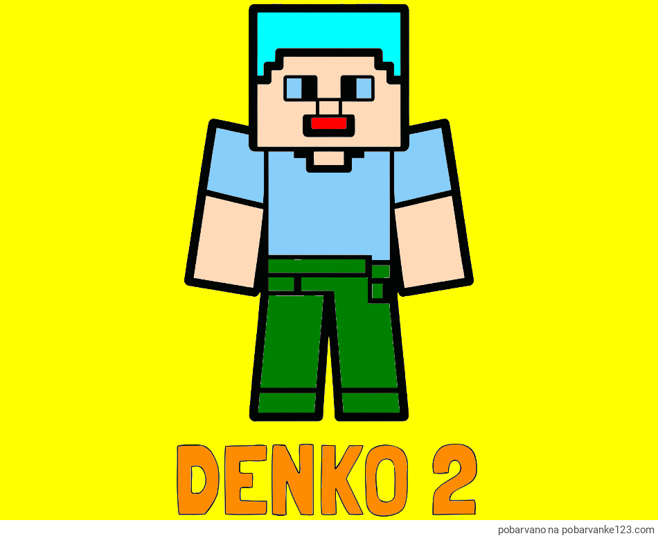 POBARVANA POBARVANKA - Pobarvanka imena DENKO 2 in pobarvanka Minecraft figurice