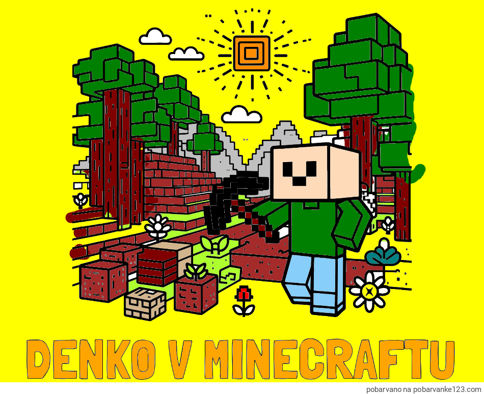 POBARVANA POBARVANKA - Pobarvanka imena DENKO V MINECRAFTU in pobarvanka Minecraft sveta