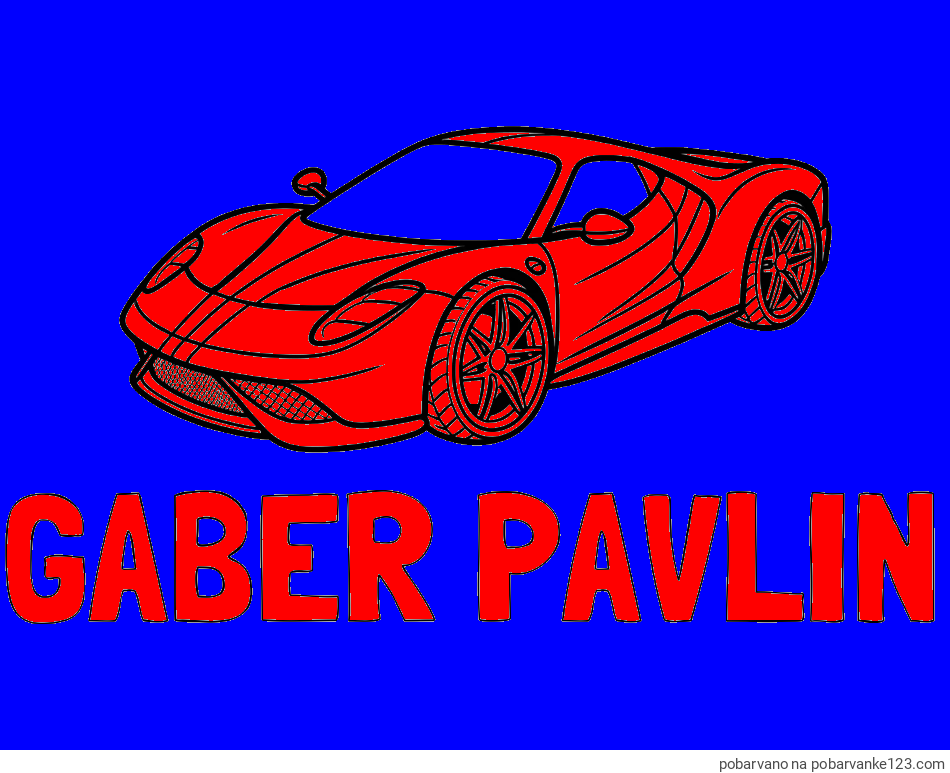 POBARVANA POBARVANKA - Pobarvanka imena GABER PAVLIN in pobarvanka dirkalnega avtomobila