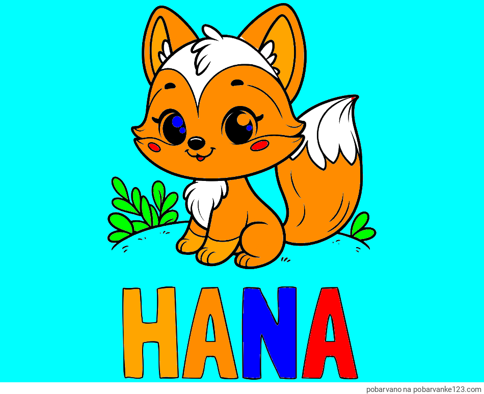 POBARVANA POBARVANKA - Pobarvanka imena HANA in pobarvanka lisičke