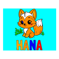 POBARVANA POBARVANKA - Pobarvanka imena HANA in pobarvanka lisičke