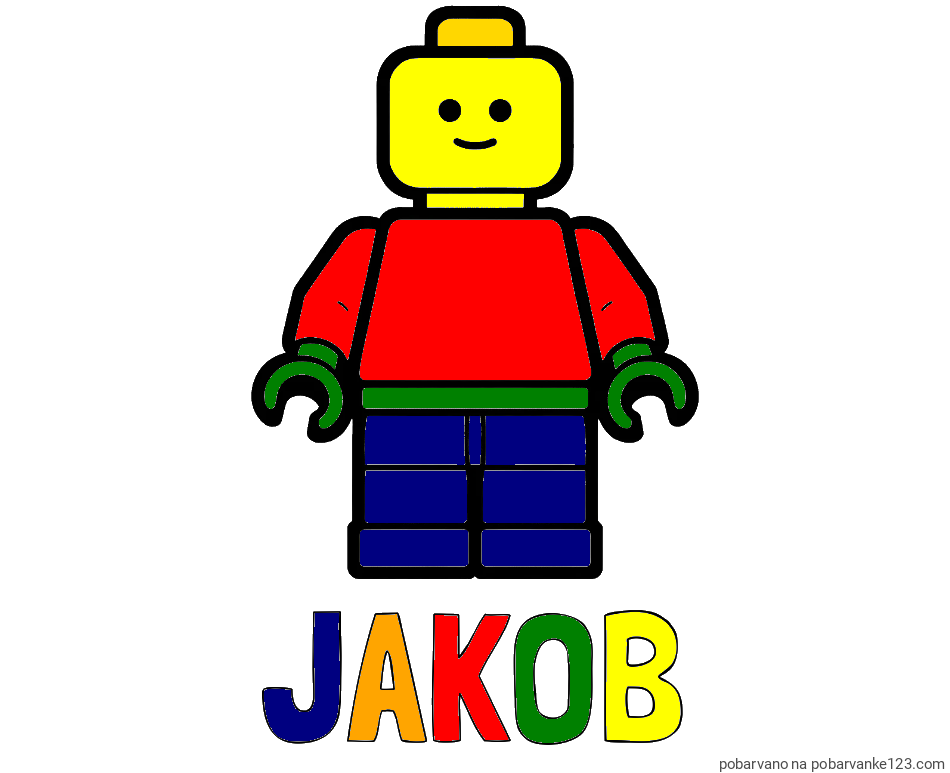 POBARVANA POBARVANKA - Pobarvanka imena JAKOB in pobarvanka LEGO figurice fanta