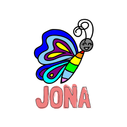 Pobarvana pobarvanka - Pobarvanka imena JONA in pobarvanka ljubkega metulja