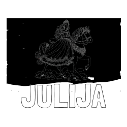 Pobarvana pobarvanka - Pobarvanka imena JULIJA in pobarvanka princese na konju
