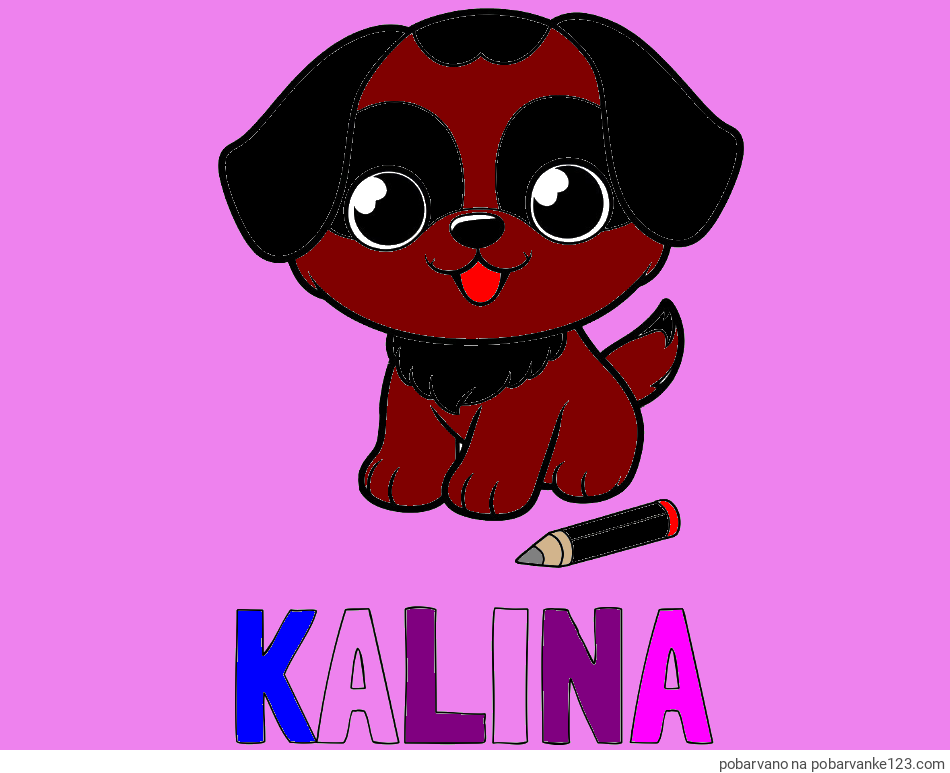 POBARVANA POBARVANKA - Pobarvanka imena KALINA in pobarvanka prikupnega kužka