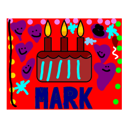 Pobarvana pobarvanka - Pobarvanka imena MARK in pobarvanka rojstnodnevne torte za 3. rojstni dan