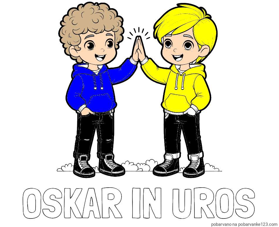 POBARVANA POBARVANKA - Pobarvanka imena OSKAR IN UROS in pobarvanka prijatlejev