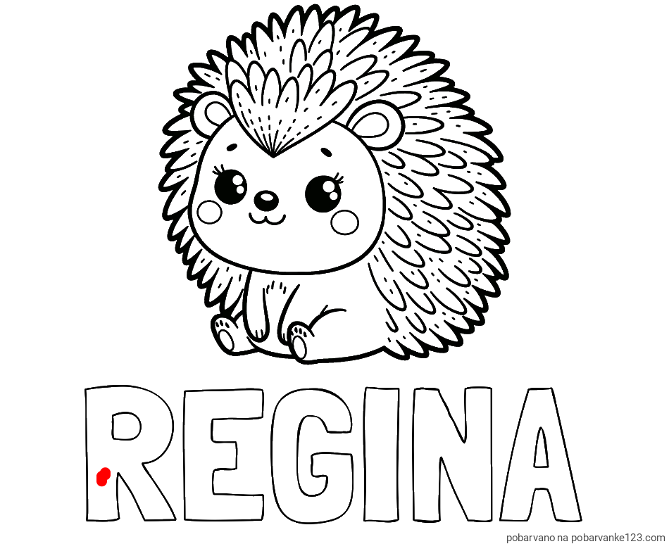 POBARVANA POBARVANKA - Pobarvanka imena REGINA in pobarvanka nasmejanega ježka