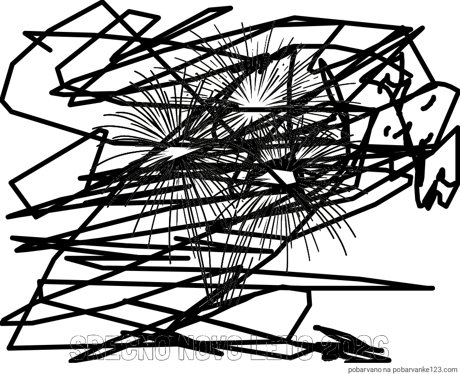 POBARVANA POBARVANKA - Pobarvanka imena SREČNO NOVO LETO 2026 in lepa pobarvanka ognjemeta