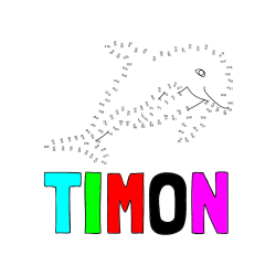 Pobarvana pobarvanka - Pobarvanka imena TIMON in pobarvanka delfina - poveži številke