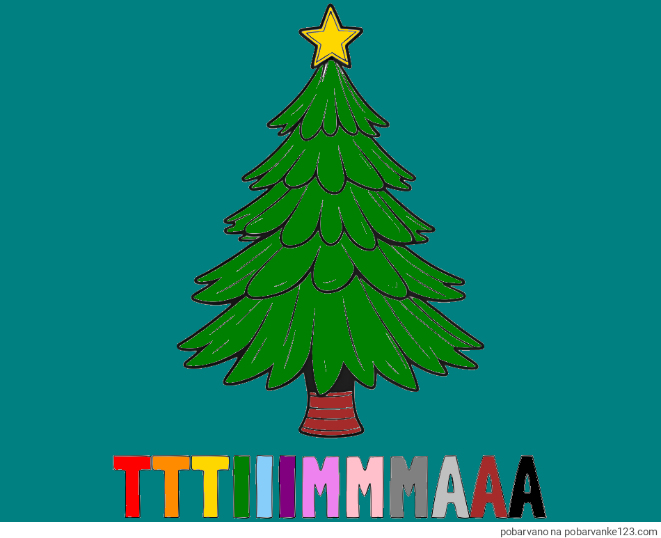 POBARVANA POBARVANKA - Pobarvanka imena TTTIIIMMMAAA in pobarvanka božične smreke z zvezdo