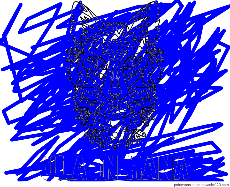 POBARVANA POBARVANKA - Pobarvanka imena ULA IN HANA in pobarvanka volka - mandale