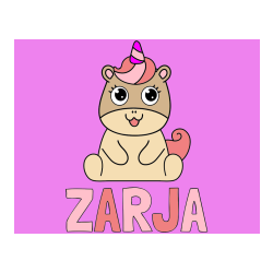 Pobarvana pobarvanka - Pobarvanka imena ZARJA in pobarvanka čudovitega samoroga Unicorn