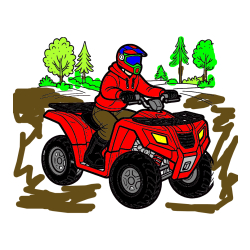 Pobarvana pobarvanka - Pobarvanka motorista na štirikolesniku