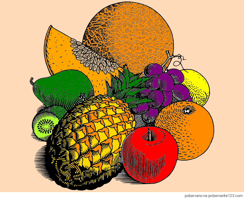 POBARVANA POBARVANKA - Pobarvanka sadja (ananas, melona, jabolka, kivi, grozdje, pomaranča...)