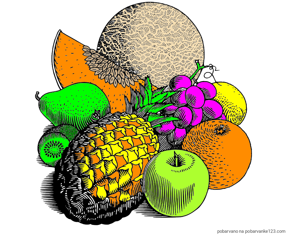 POBARVANA POBARVANKA - Pobarvanka sadja (ananas, melona, jabolka, kivi, grozdje, pomaranča...)