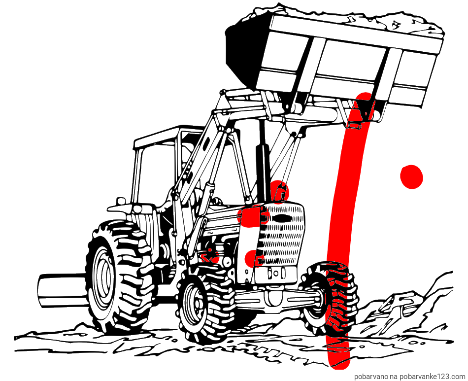 POBARVANA POBARVANKA - Pobarvanka velikega traktorja med prenosom zemljine