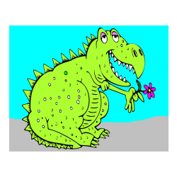 Pobarvana pobarvanka - Pobarvanka veselega dinozavra