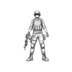 Pobarvana pobarvanka - PUBG pobarvanka glavnega junaka narisanega od spredaj