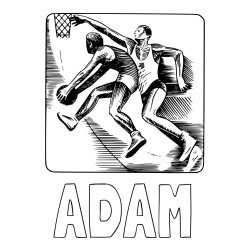 Online izdelana pobarvanka - Pobarvanka imena ADAM in pobarvanka dveh košarkarjev med igro