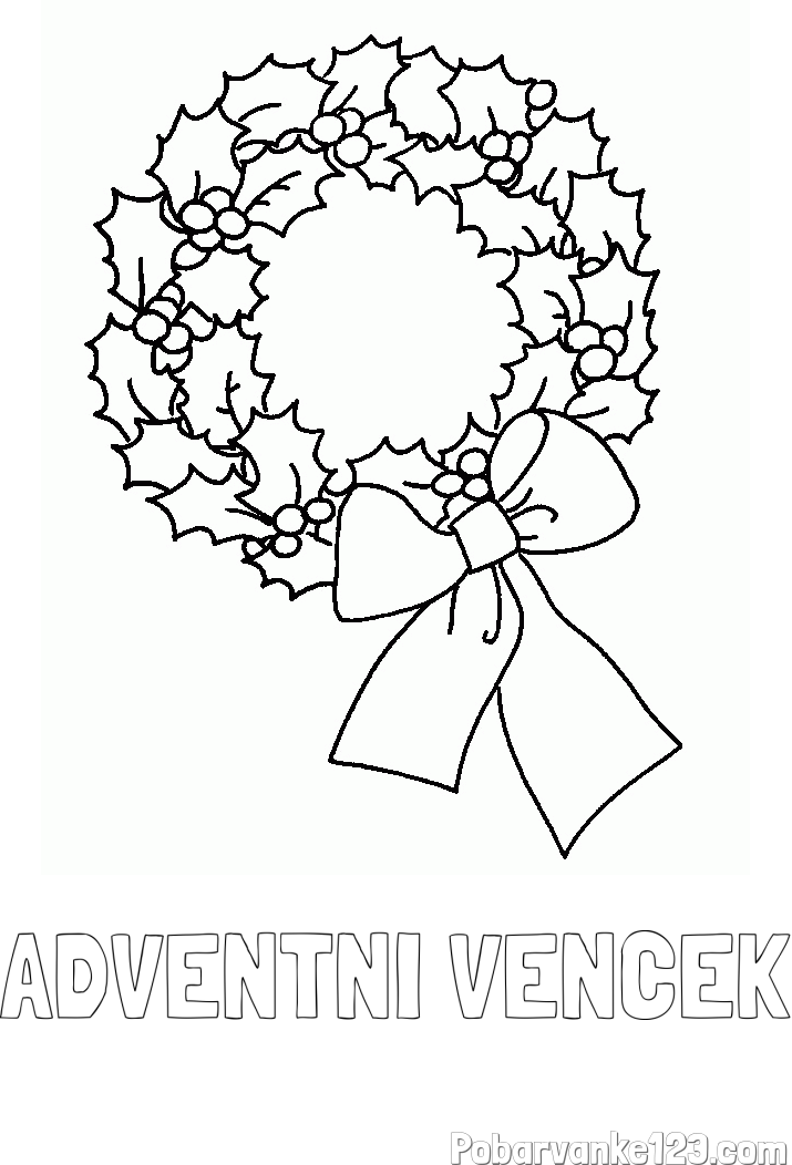 Pobarvanka imena ADVENTNI VENČEK in pobarvanka adventni venček