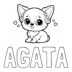 Online izdelana pobarvanka - Pobarvanka imena AGATA in pobarvanka čivave