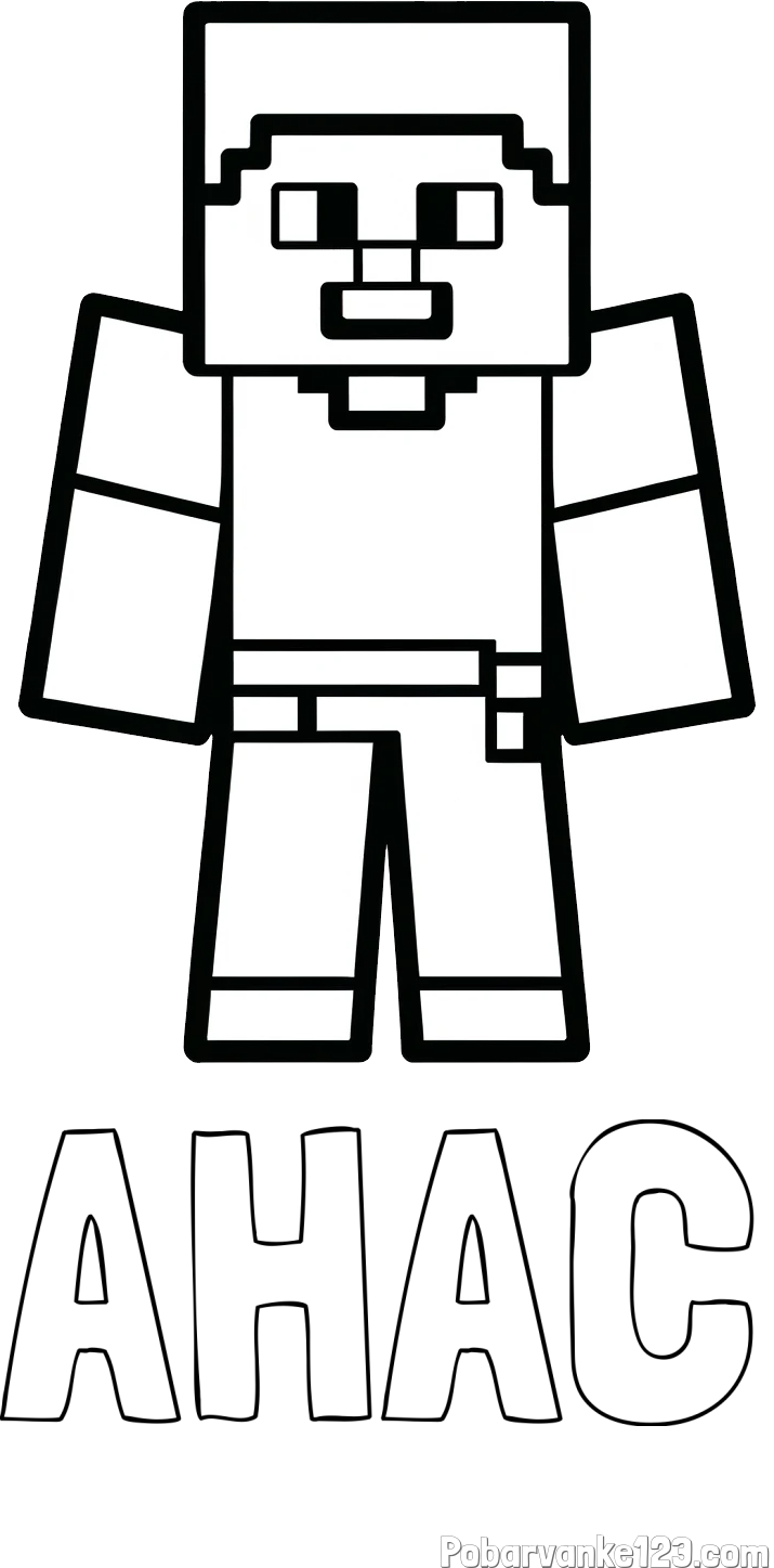 Pobarvanka imena AHAC in pobarvanka Minecraft figurice