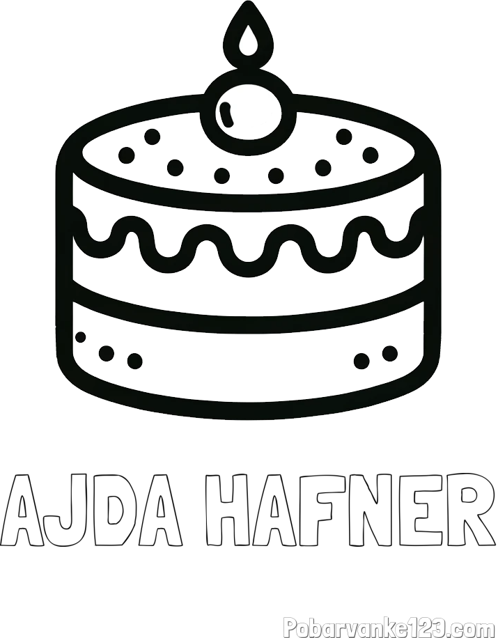 Pobarvanka imena AJDA HAFNER in otroška pobarvanka majhne torte