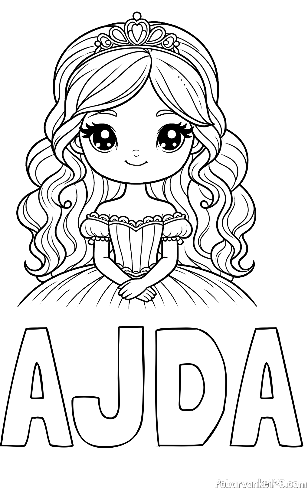 Pobarvanka imena AJDA in pobarvanka ljubke princese