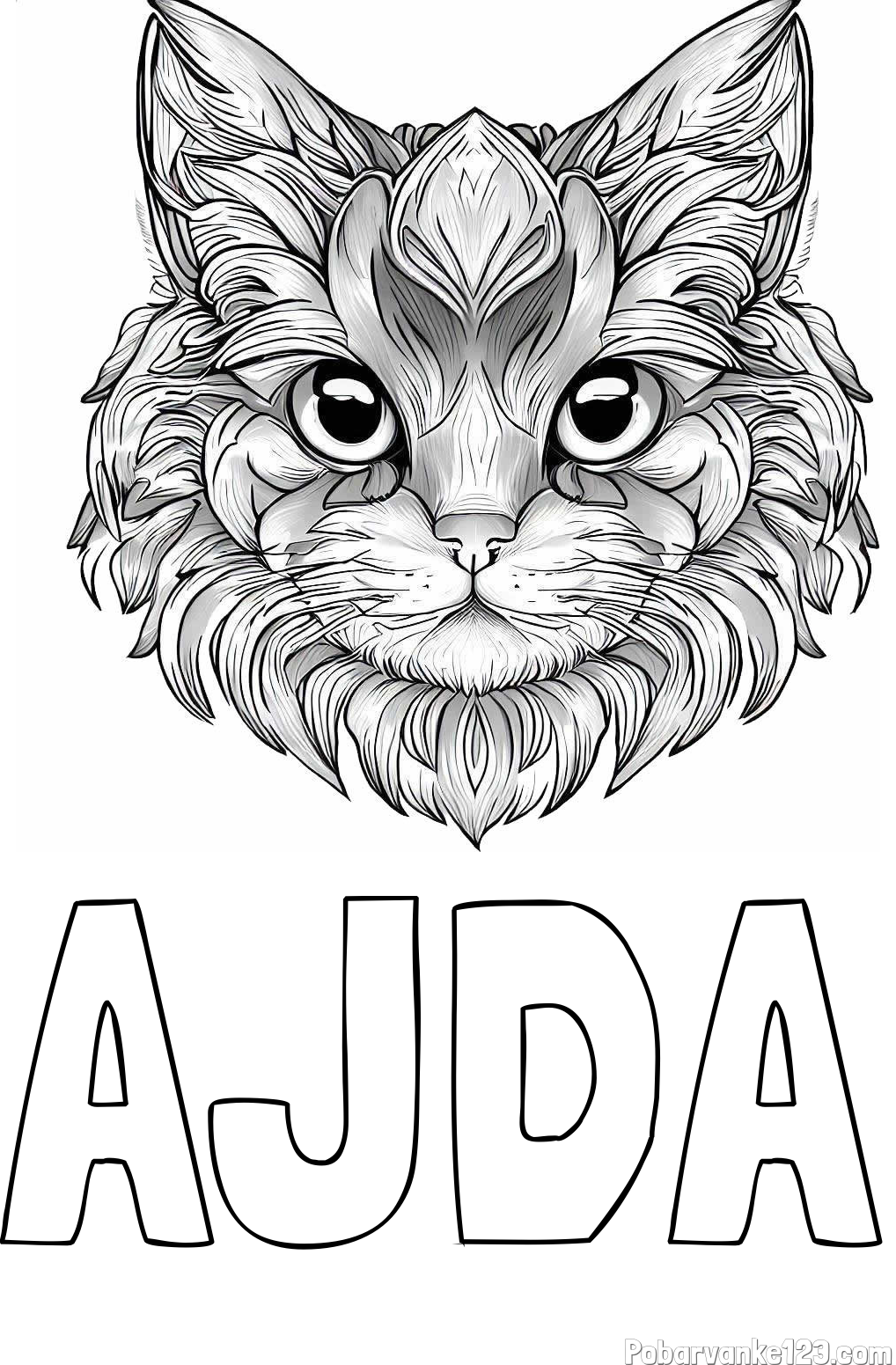 Pobarvanka imena AJDA in pobarvanka mačke