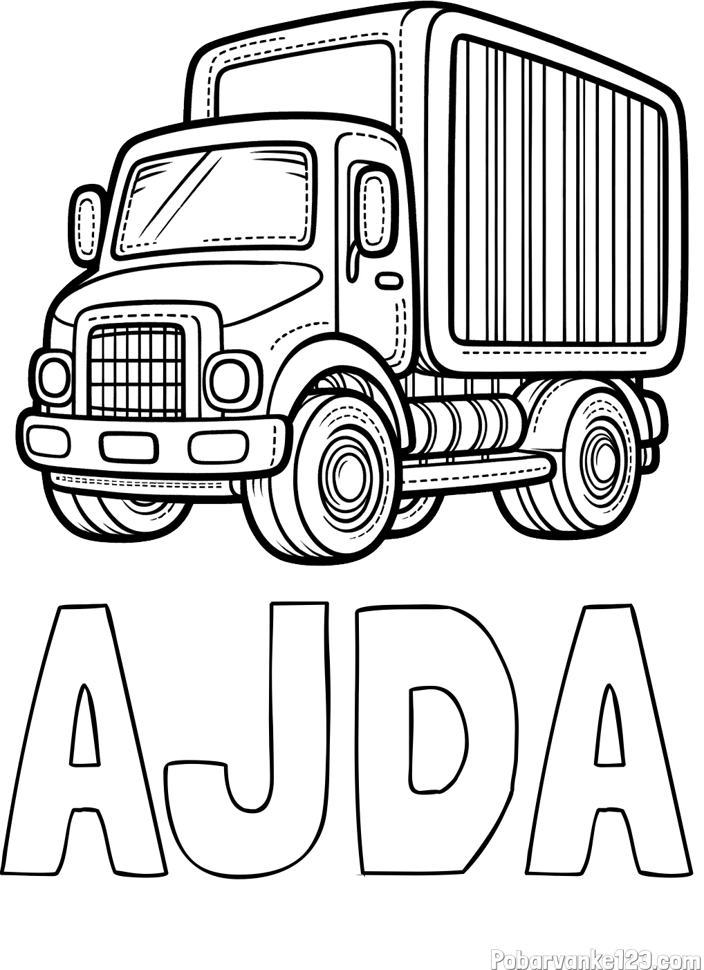 Pobarvanka imena AJDA in pobarvanka majšega tovornjaka