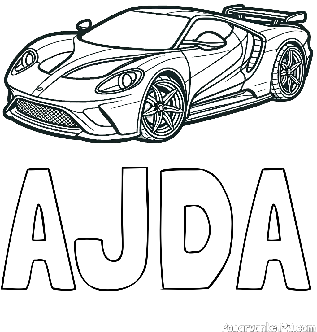 Pobarvanka imena AJDA in Športni avtomobil