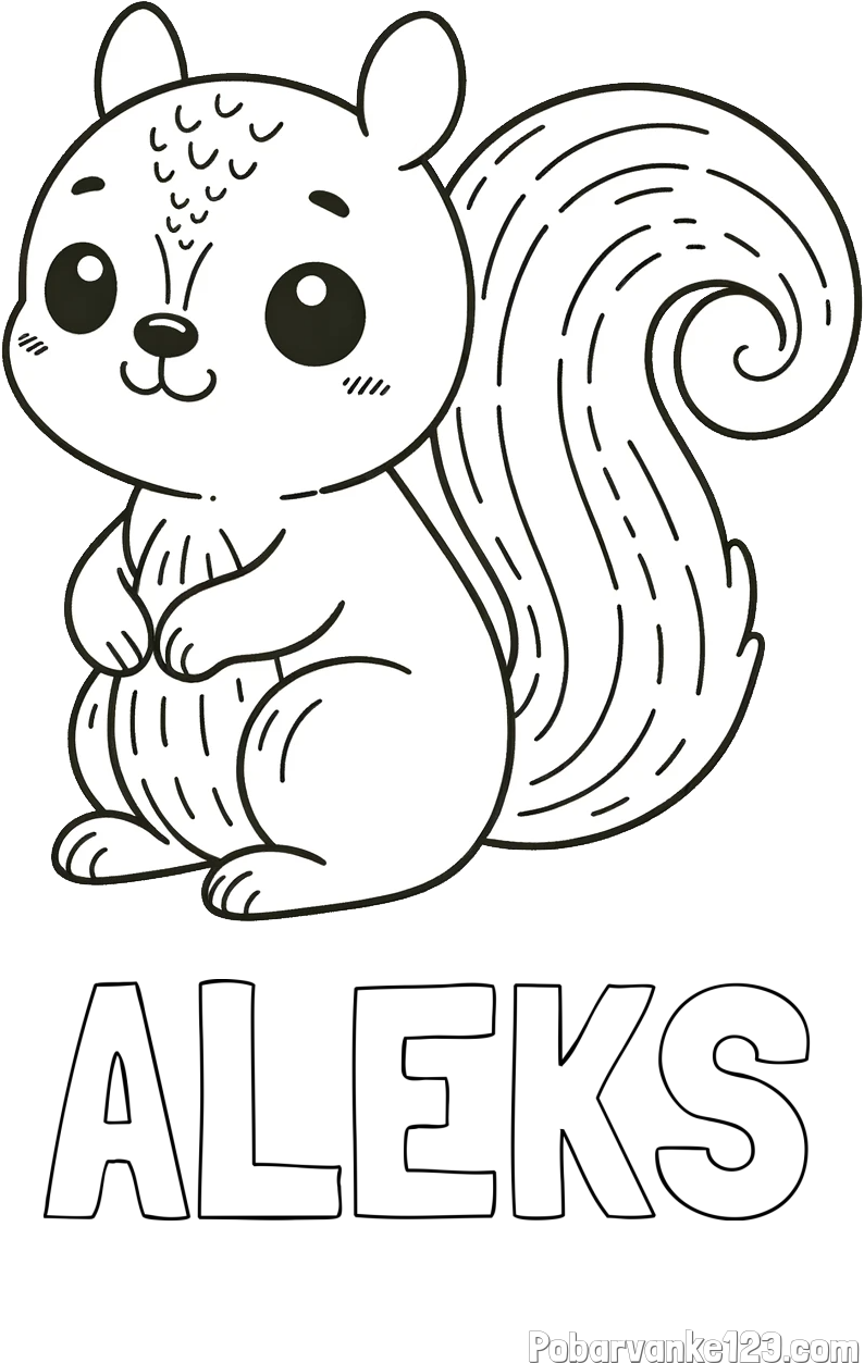 Pobarvanka imena ALEKS in otroška pobarvanka veveričke