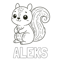 Online izdelana pobarvanka - Pobarvanka imena ALEKS in otroška pobarvanka veveričke