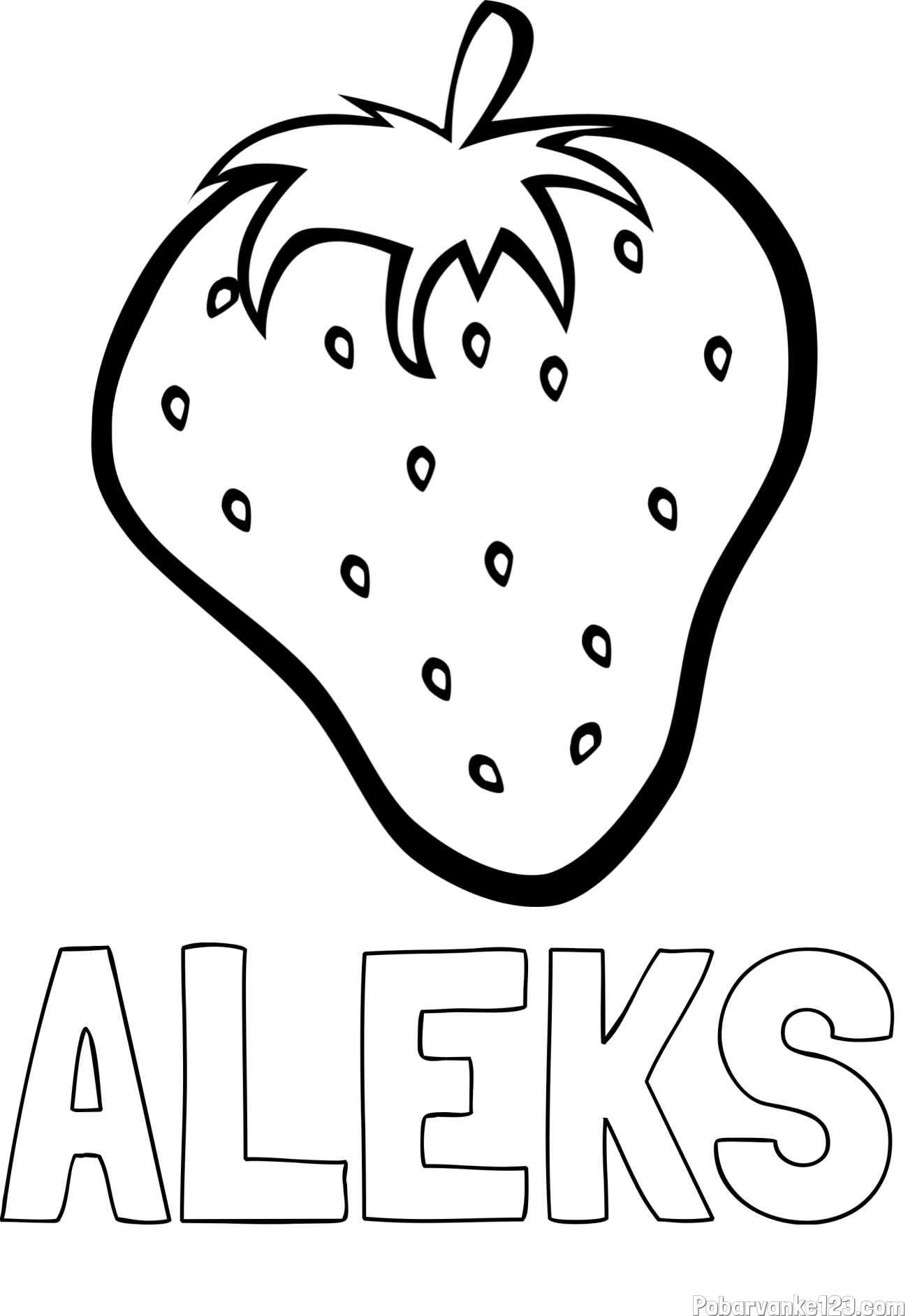 Pobarvanka imena ALEKS in pobarvanka sočne jagode