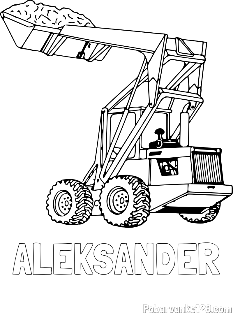 Pobarvanka imena ALEKSANDER in pobarvanka velikega traktorja