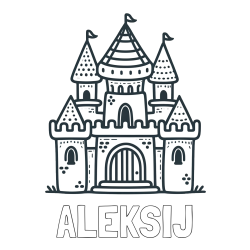 Online izdelana pobarvanka - Pobarvanka imena ALEKSIJ in otroška pobarvanka gradu